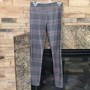 Girls White Fawn Plaid Leggings